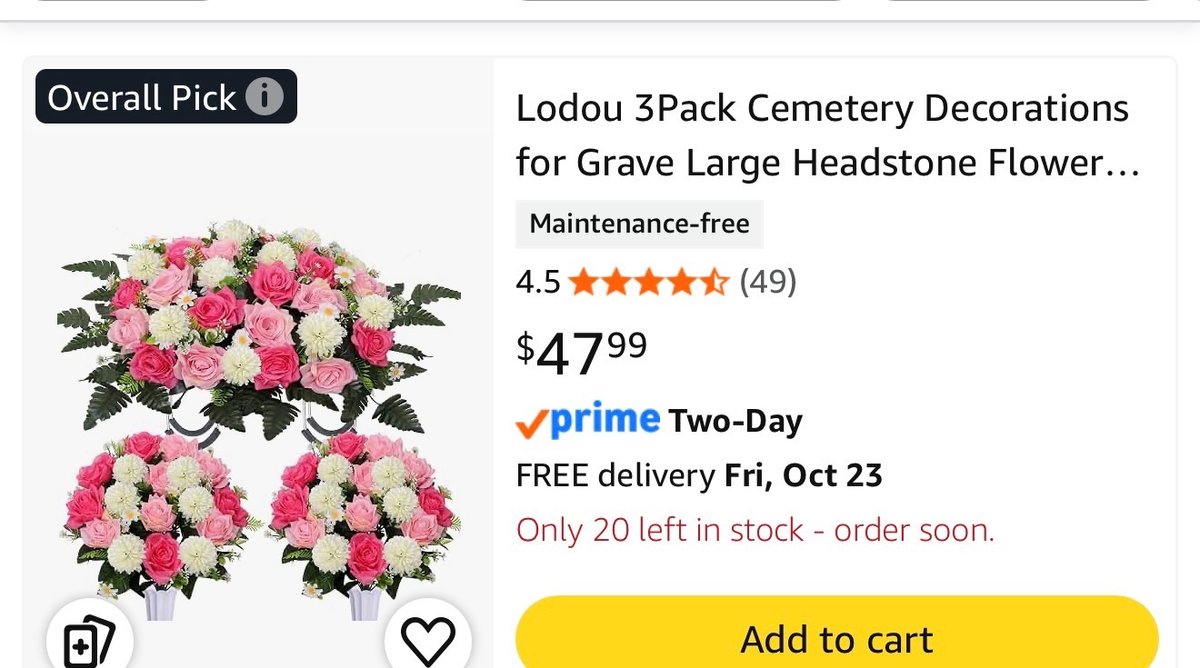 3-Piece Cemetery Flower Decoration Set - Est. Retail $47.99