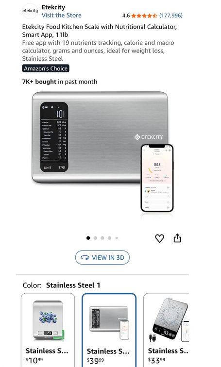 Etekcity Smart Nutrition Kitchen Scale ESN00 - Est. Retail $39.99