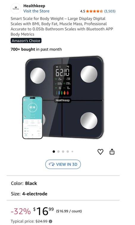 Healthkeep Smart Digital Body Scale - Est. Retail $25