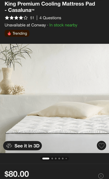 Casaluna King Premium Cooling Mattress Pad- Est. Retail $80