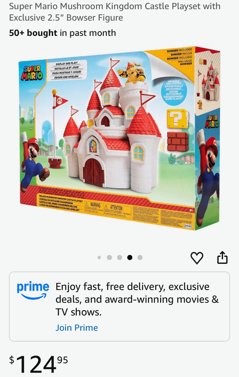 JAKKS Pacific Super Mario Deluxe Mushroom Kingdom Castle Playset- Est. Retail $125