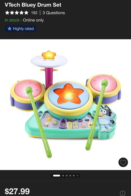 VTech Bluey Hooray Drum Set- Est. Retail $27.99