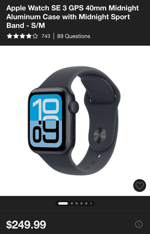 Apple Watch SE 2 GPS 40mm Midnight- Est. Retail $249.99