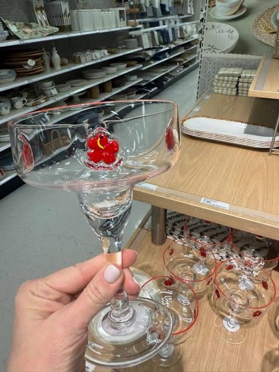 Set of 4 Floral Glass Cocktail Coupes