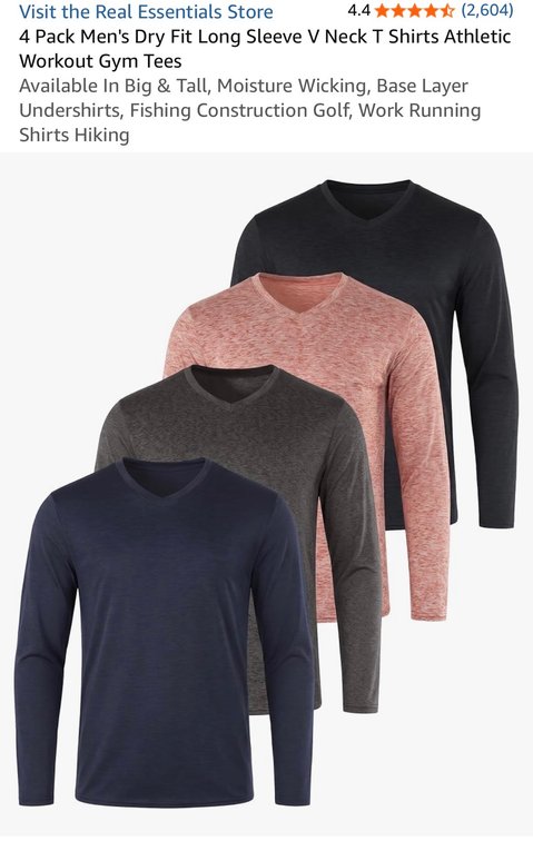 Real Essentials Men's 4-Pack V-Neck Shirts, Size S- Est. Retail $35