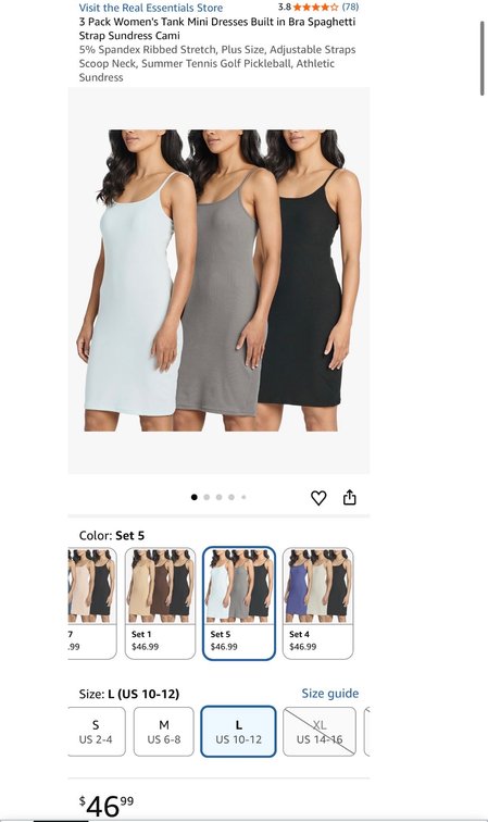Real Essentials Women's Tank Mini Dresses 3-Pack Size L - Est. Retail $46.99