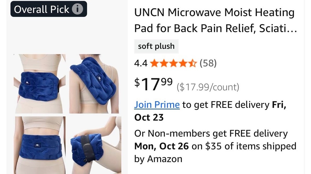 UNCN Microwave Moist Heating Pad - Est. Retail $17.99