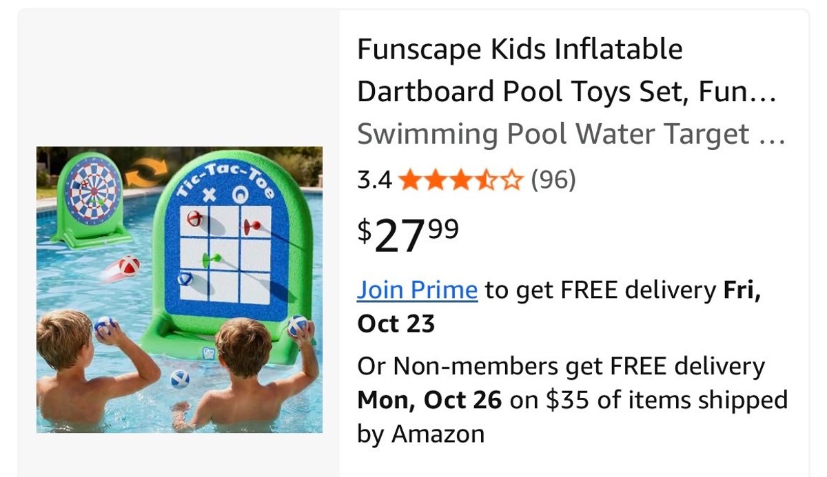 Fun Scape Inflata-Bullseye 2-in-1 Dart Board Game- Est. Retail $27.99