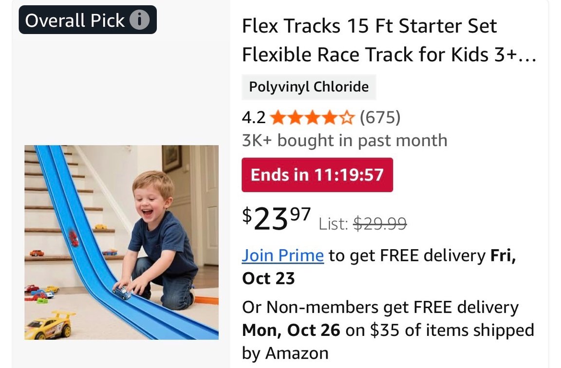 Flex Tracks 15 Ft Flexible Race Track - Est. Retail $29.99