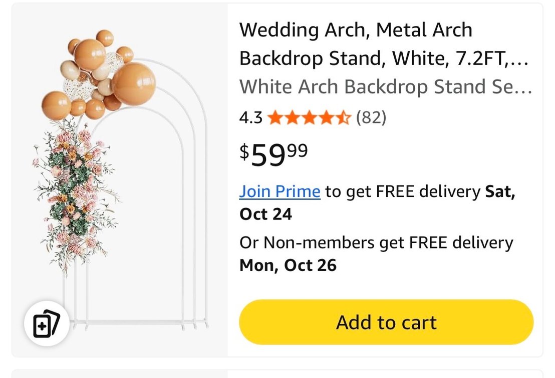 White Metal Arch Backdrop Stand Set - Est. Retail $59.99