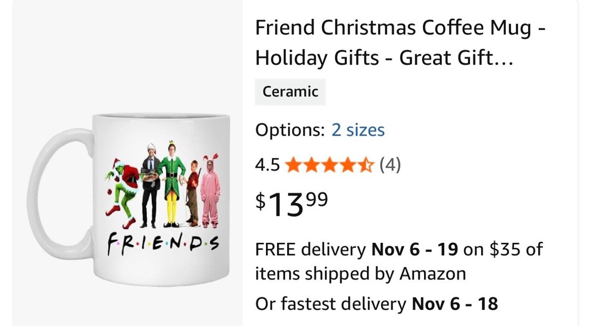 Christmas Movie Friends Parody Ceramic Mug Set- Est. Retail $27.98