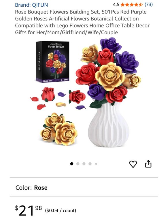 QIFUN Rose Bouquet Flowers Building Set- Est. Retail $22