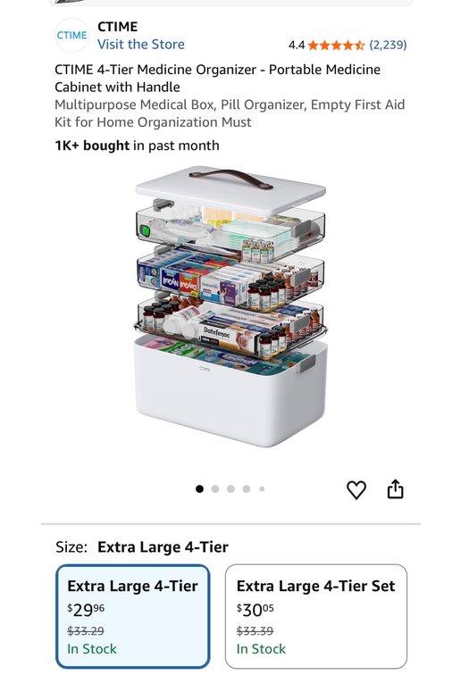 CTIME 4-Tier Medicine Organizer- Est. Retail $30