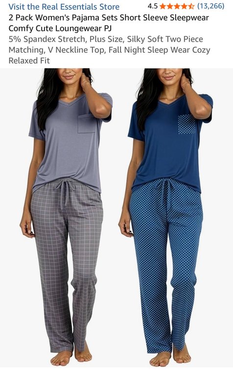 Real Essentials 2-Pack Women's Pajama Sets, Size XL - Est. Retail $39.99