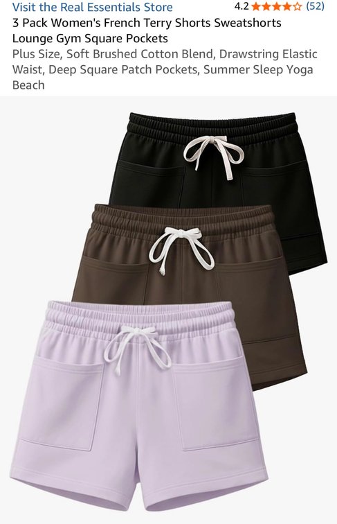 Real Essentials Women's Shorts 3-Pack, Size L - Est. Retail $44.99