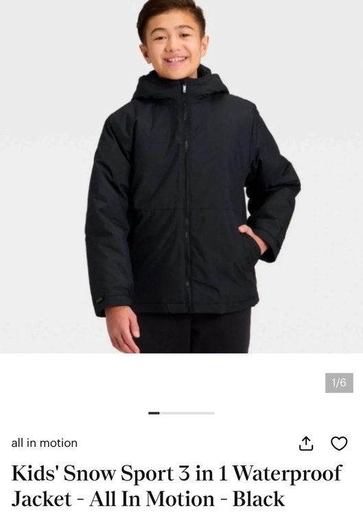 Target Kids' Snow Sport 3-in-1 Waterproof Jacket, Size XS (4/5)- Est. Retail $65
