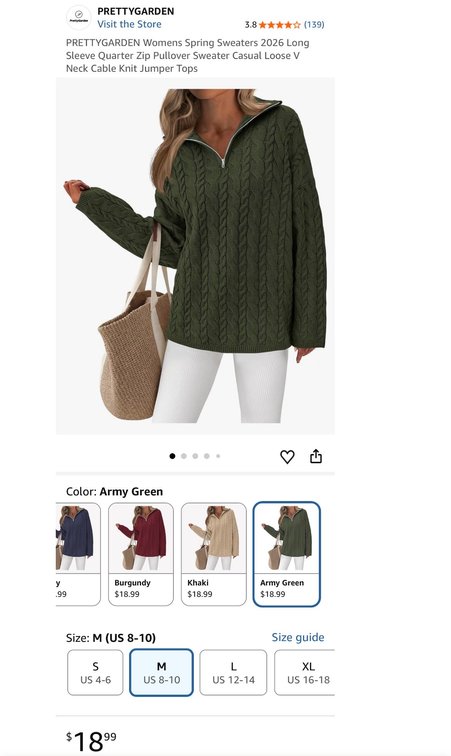 PRETTYGARDEN Women's Quarter Zip Sweater, Size M - Est. Retail $18.99