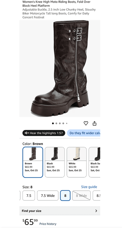 Women's Knee-High Moto Riding Boots, Size 8 - Est. Retail $65.99