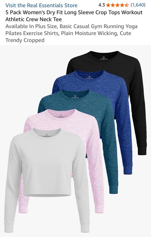 Real Essentials 5-Pack Women's Crop Tops Size 2XL - Est. Retail $39.99