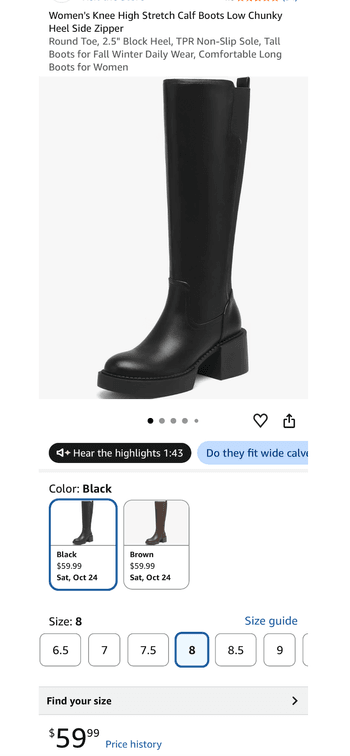 Women's Knee High Stretch Calf Boots Size 8- Est. Retail $59.99