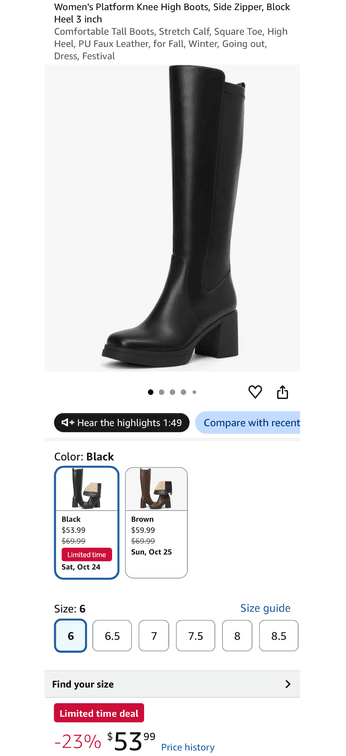 Women's Platform Knee High Boots Size 6 - Est. Retail $69.99
