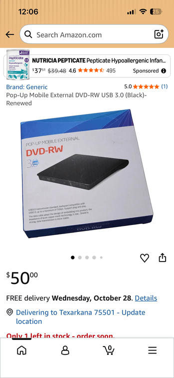 Antika Pop-Up Mobile External DVD-RW Drive- Est. Retail $50
