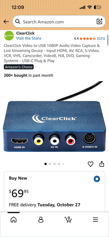 ClearClick Video2USB Capture Device - Est. Retail $69.95