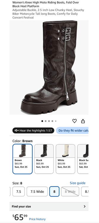 Women's Knee High Moto Riding Boots, Size 8 - Est. Retail $65.99