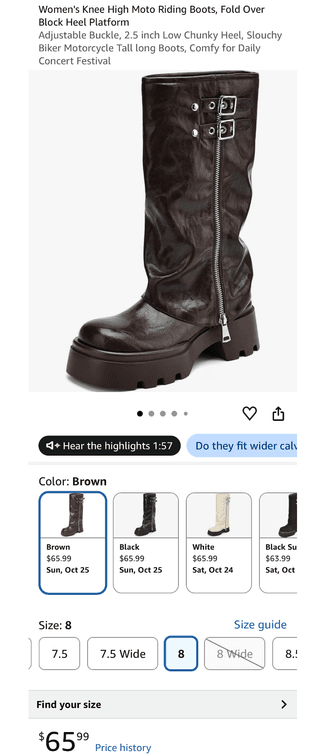 Women's Knee High Moto Riding Boots Size 8 - Est. Retail $65.99