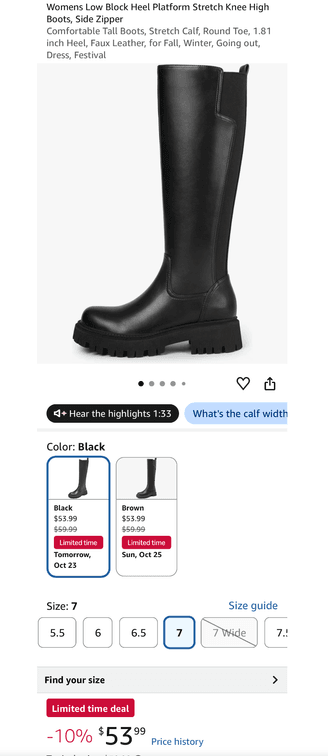 Women's Platform Stretch Knee-High Boots, Size 7- Est. Retail $54
