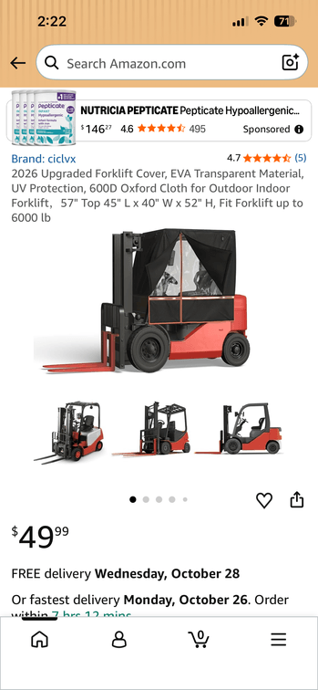 ciclvx Forklift Cab Cover- Est. Retail $49.99