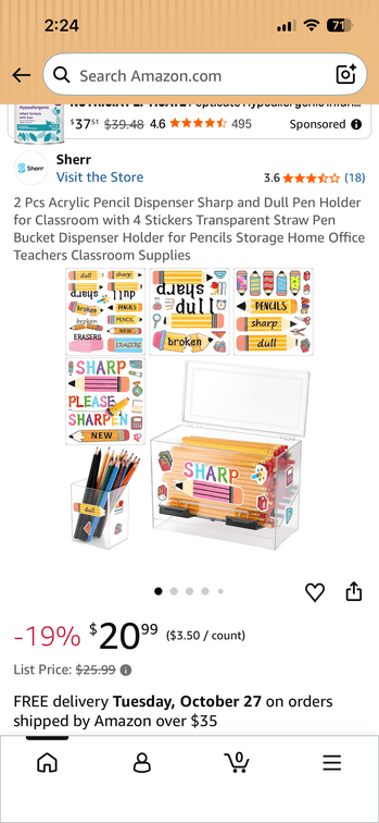 Sherr 2-Piece Acrylic Pencil Dispenser and Pen Holder Set