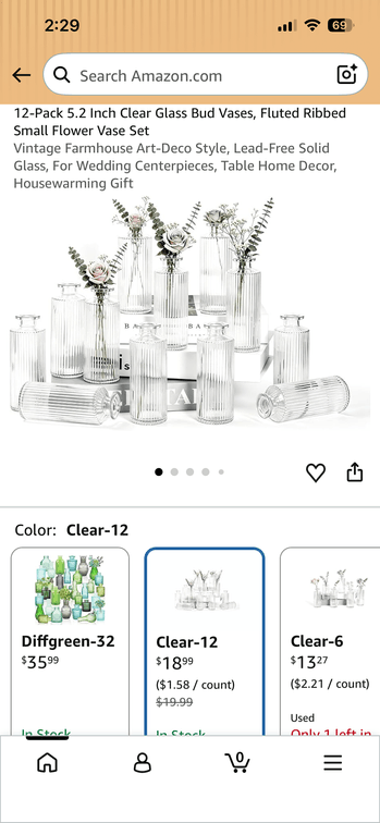 Clear Glass Fluted Bud Vases, 12-Pack - Est. Retail $19