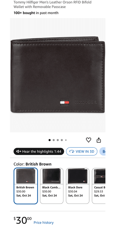 Tommy Hilfiger Men's Orson RFID Leather Bifold Wallet- Est. Retail $30