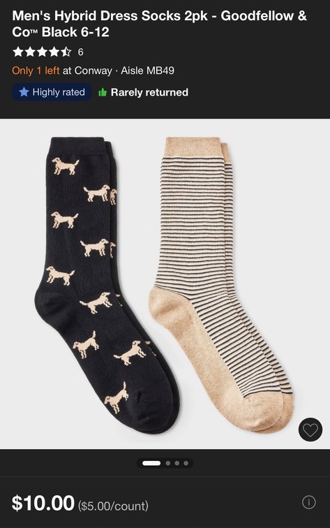 Goodfellow & Co. Men's Hybrid Dress Socks, 2-Pack - Est. Retail $10