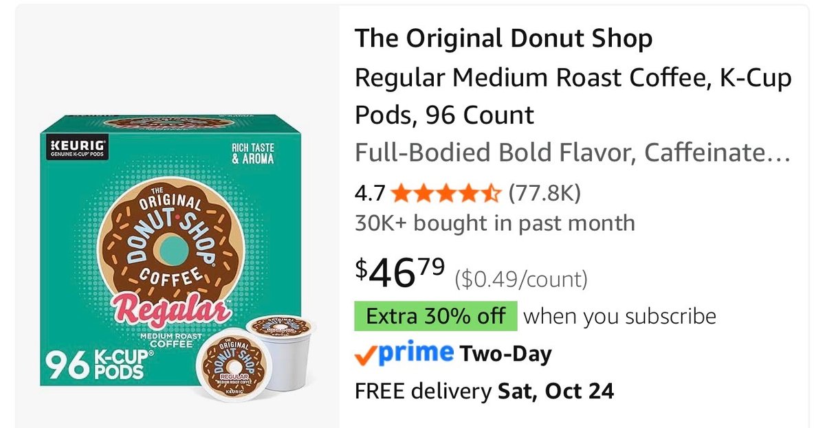 The Original Donut Shop Regular Medium Roast K-Cups, 96 Ct- Est. Retail $46.79
