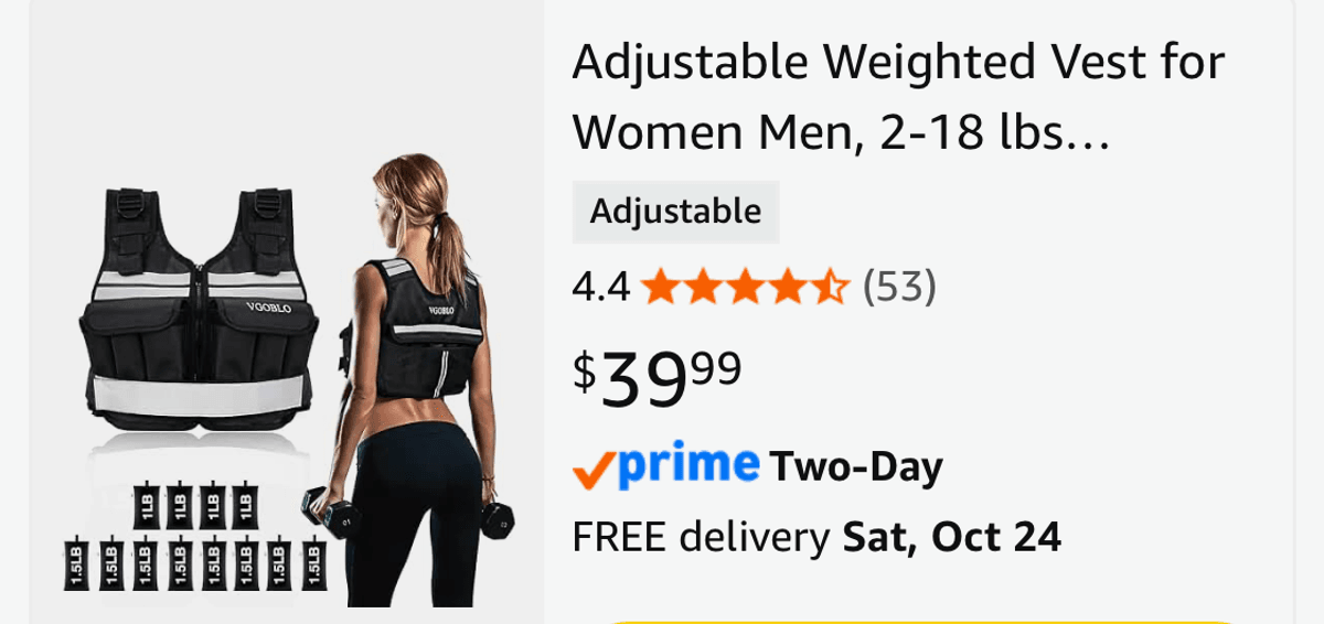 VGOBLO Adjustable Weighted Vest - Est. Retail $39.99