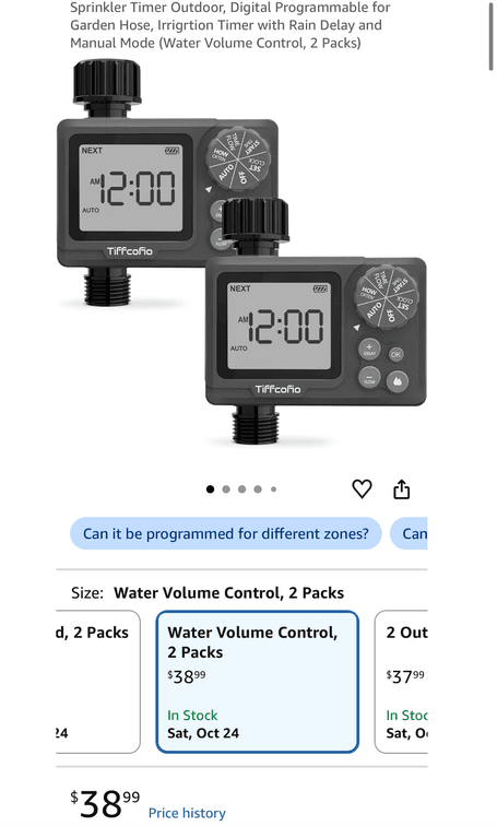 Tiffcofio Digital Programmable Sprinkler Timers, 2-Pack- Est. Retail $39