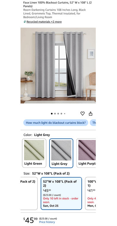 CYCMACO Blackout Curtains, 52x108 in, 2 Panels - Est. Retail $45.99