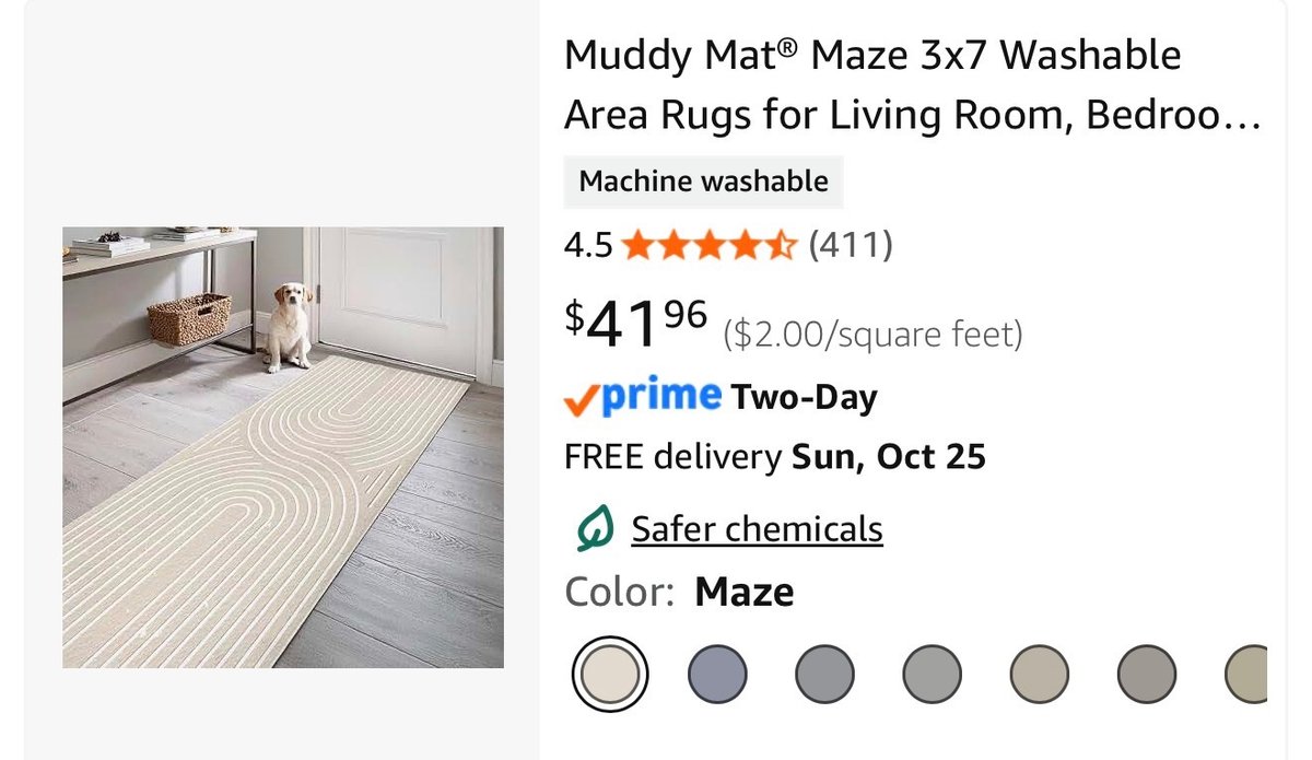 Muddy Mat Maze Washable Runner Rug 3x7- Est. Retail $41.96