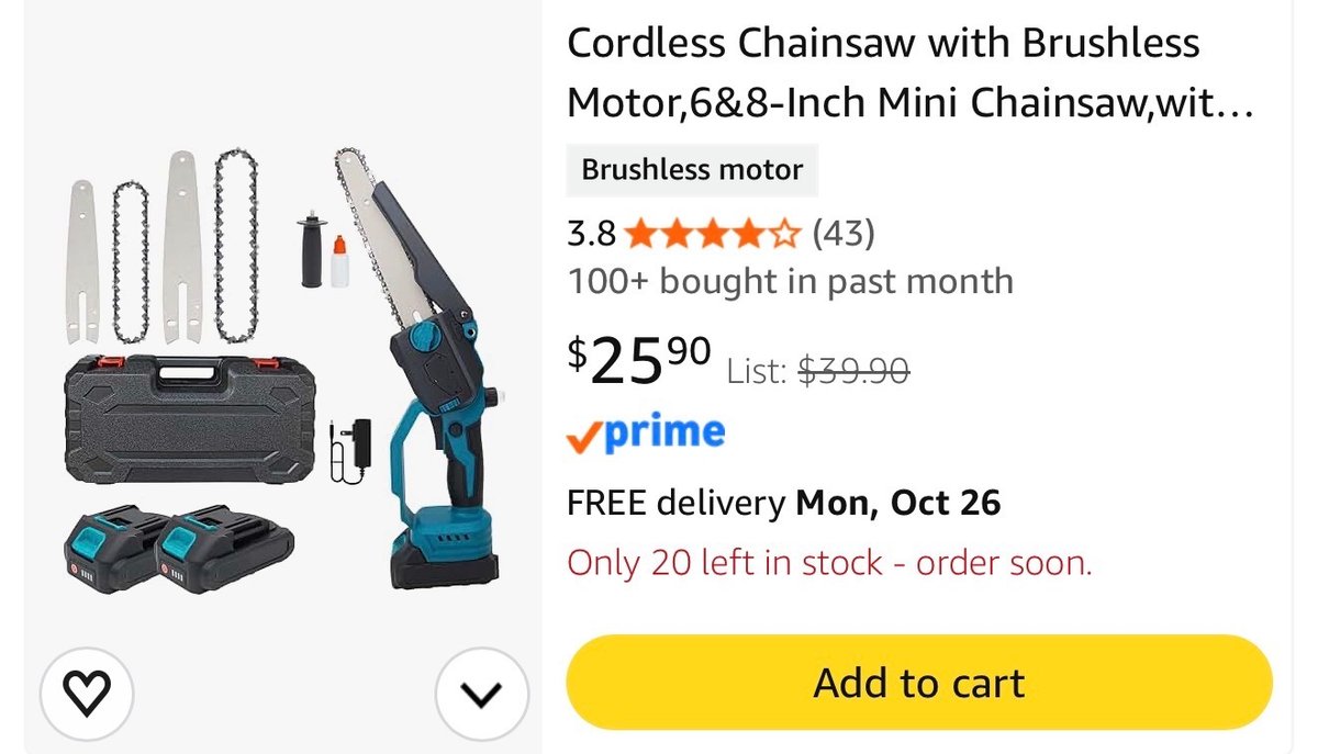 Cordless Mini Chainsaw Kit with Accessories and Hard Case- Est. Retail $26
