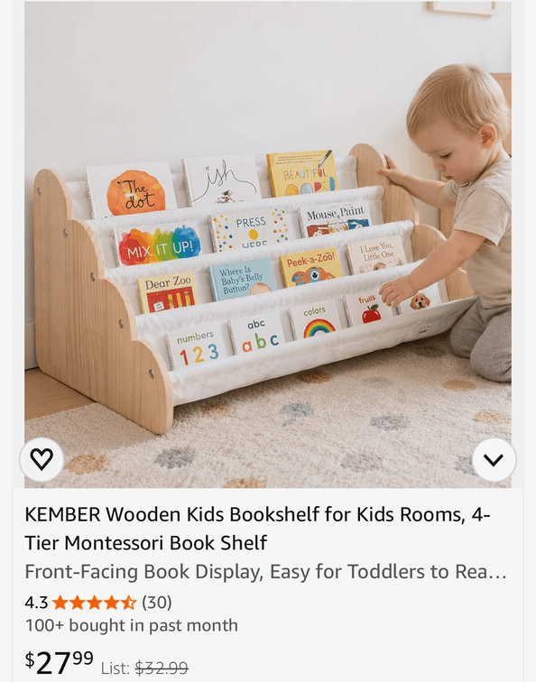KEMBER Wooden 4-Tier Kids Bookshelf - Est. Retail $33