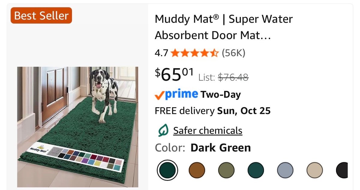 Muddy Mat Super Absorbent Door Mat 24x60- Est. Retail $65.01
