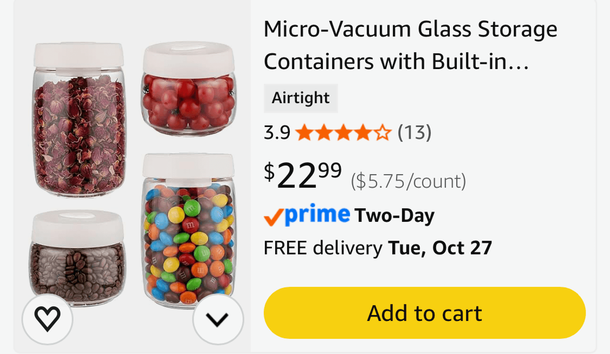 Micro-Vacuum Glass Storage Containers 4-Pack - Est. Retail $22.99