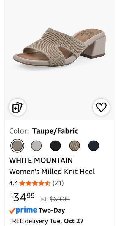 White Mountain Milled Knit Heel Sandals Size 7 - Est. Retail $69