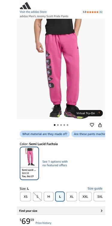 adidas Men's Jeremy Scott Pride Pants Size L - Est. Retail $69.59