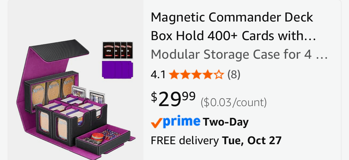 Magnetic Commander Deck Box Card Storage Case - Est. Retail $29.99