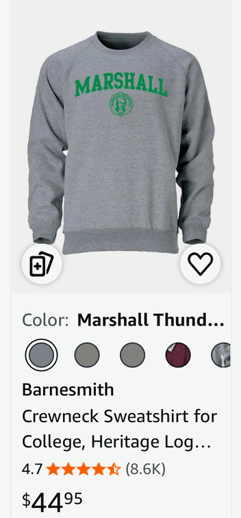 Marshall University Crewneck Sweatshirt ( Size Small)- Est. Retail $44.95