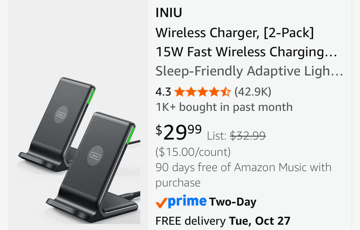INIU Wireless Charger Stands, 2-Pack - Est. Retail $30
