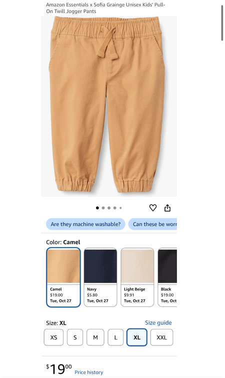 Amazon Essentials x Sofia Grainge Kids' Twill Joggers - Est. Retail $19